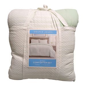 Green - Draper James Striped Design Cotton/Polyester Comforter Set, 3pc, Full/Qu